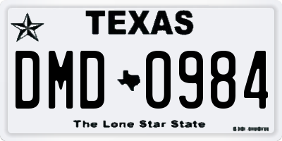 TX license plate DMD0984
