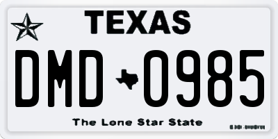 TX license plate DMD0985