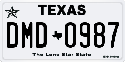 TX license plate DMD0987