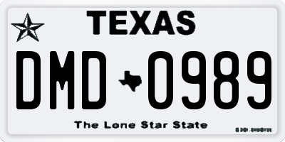 TX license plate DMD0989