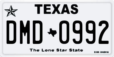 TX license plate DMD0992