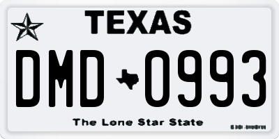 TX license plate DMD0993