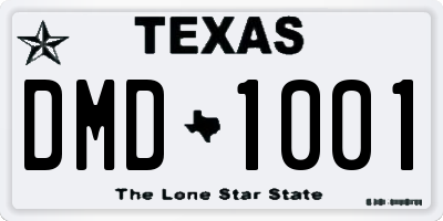 TX license plate DMD1001