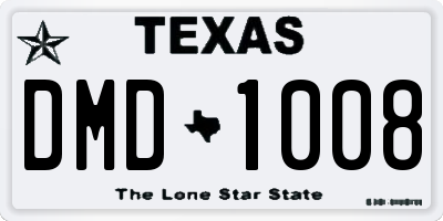 TX license plate DMD1008