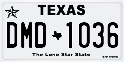 TX license plate DMD1036