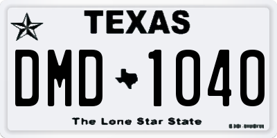 TX license plate DMD1040