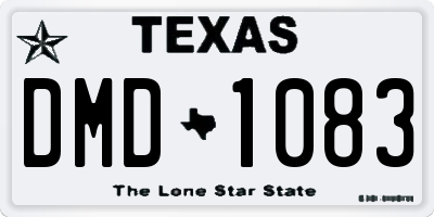 TX license plate DMD1083