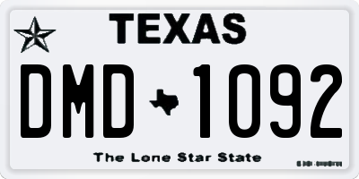 TX license plate DMD1092