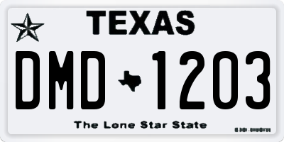 TX license plate DMD1203