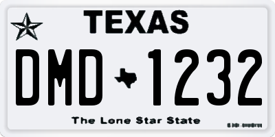 TX license plate DMD1232