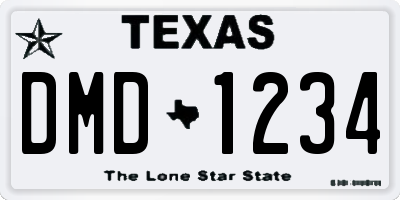 TX license plate DMD1234