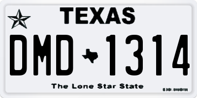 TX license plate DMD1314