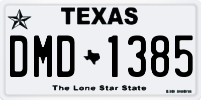 TX license plate DMD1385