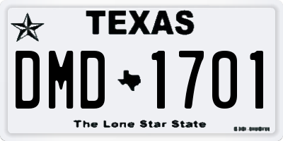 TX license plate DMD1701