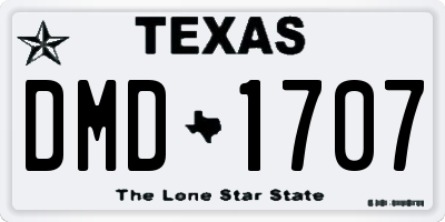 TX license plate DMD1707