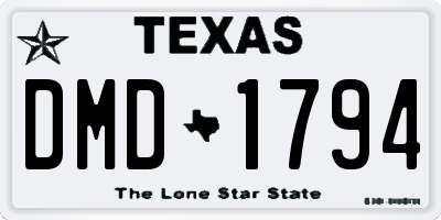 TX license plate DMD1794
