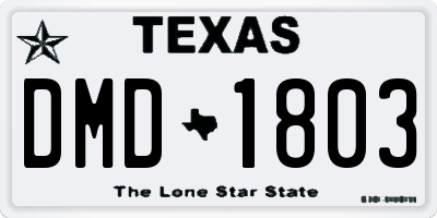 TX license plate DMD1803