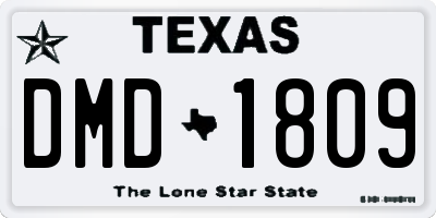 TX license plate DMD1809