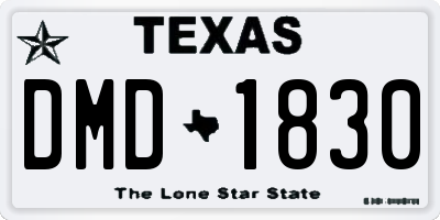 TX license plate DMD1830