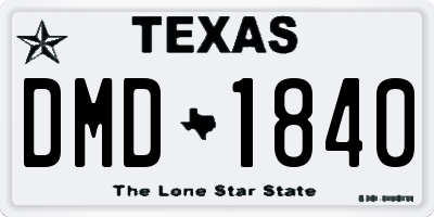 TX license plate DMD1840