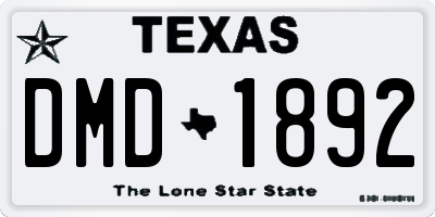 TX license plate DMD1892