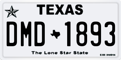 TX license plate DMD1893