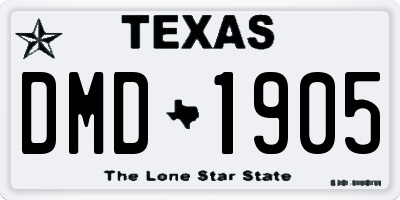 TX license plate DMD1905