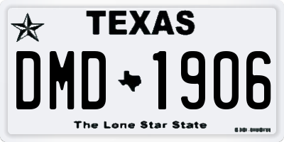 TX license plate DMD1906