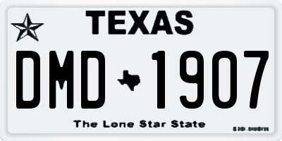 TX license plate DMD1907