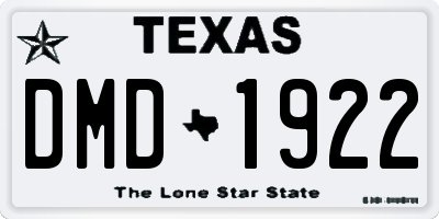 TX license plate DMD1922