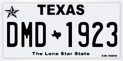 TX license plate DMD1923