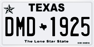 TX license plate DMD1925