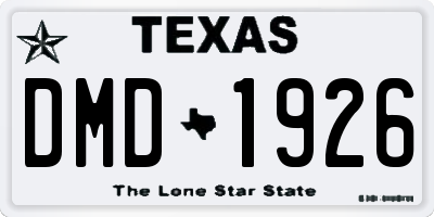 TX license plate DMD1926