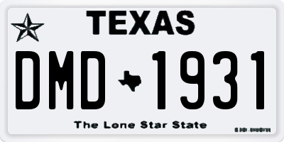 TX license plate DMD1931