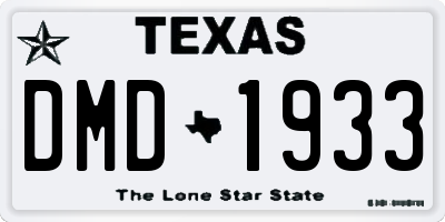 TX license plate DMD1933
