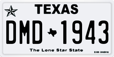 TX license plate DMD1943
