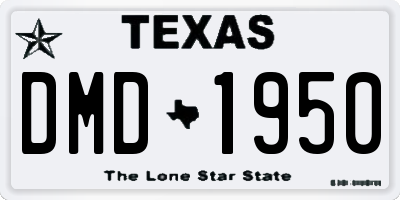 TX license plate DMD1950