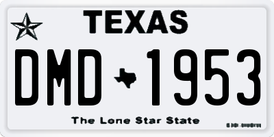 TX license plate DMD1953