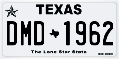 TX license plate DMD1962
