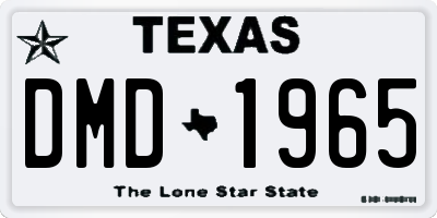 TX license plate DMD1965