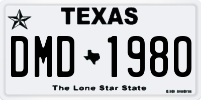 TX license plate DMD1980