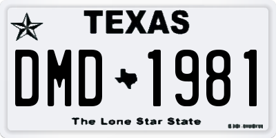 TX license plate DMD1981