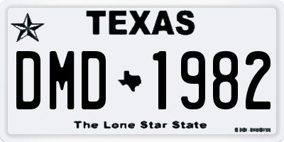 TX license plate DMD1982