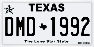 TX license plate DMD1992