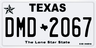 TX license plate DMD2067