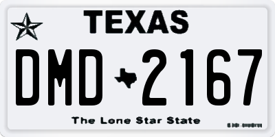 TX license plate DMD2167