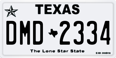 TX license plate DMD2334