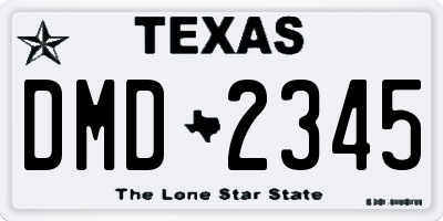 TX license plate DMD2345