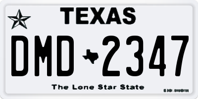 TX license plate DMD2347