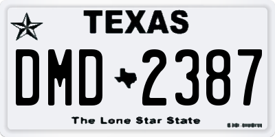 TX license plate DMD2387